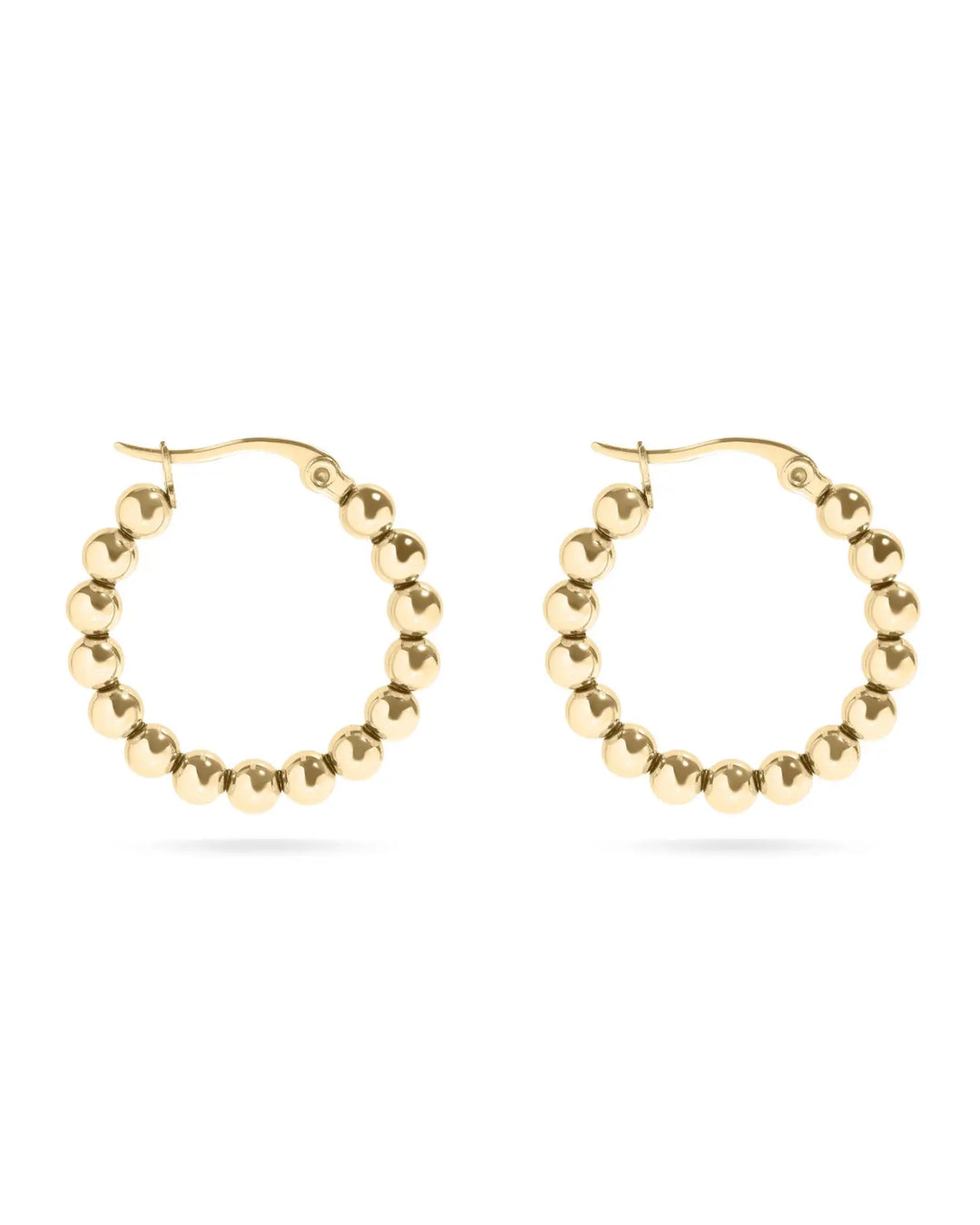 18K Gold Circle Ball Hoop Earrings - Water Resistant