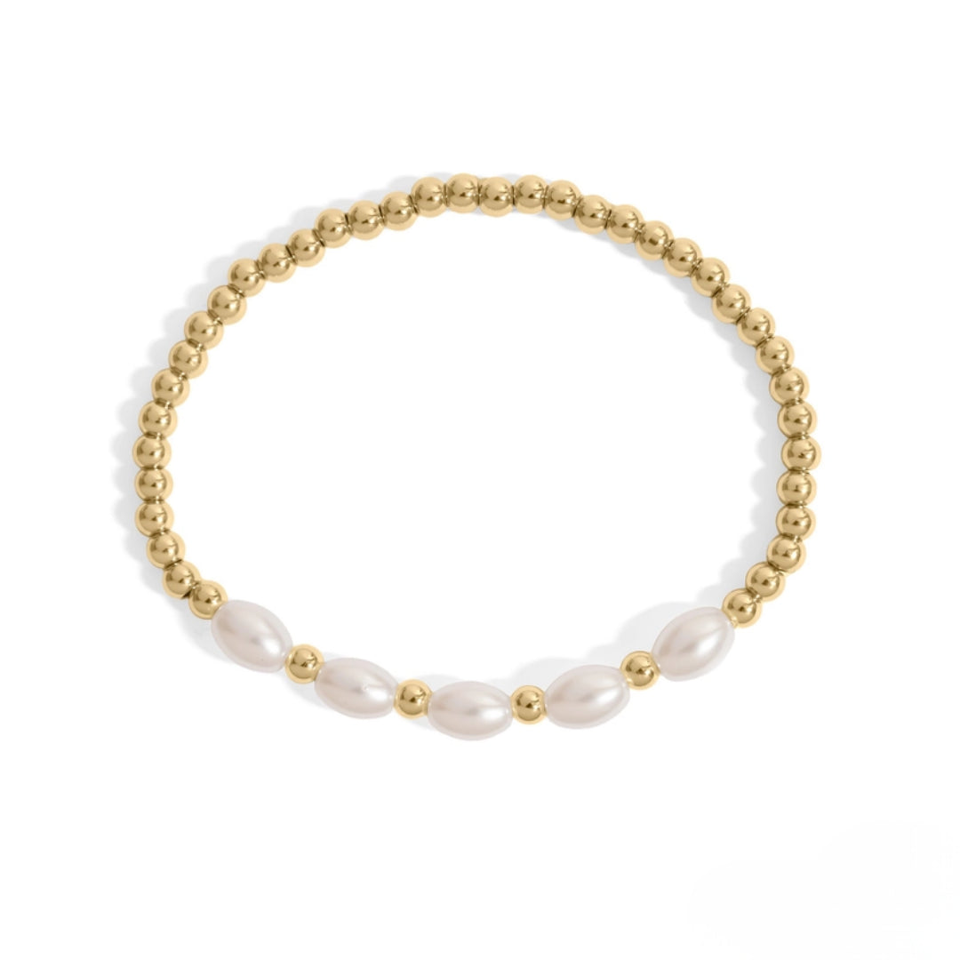 Mixed Pearl + Gold Luxe Bracelet - Water Resistant