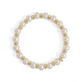 18K Gold Textured Spacer Kiska Glass Pearl Bracelet - Water Resistant