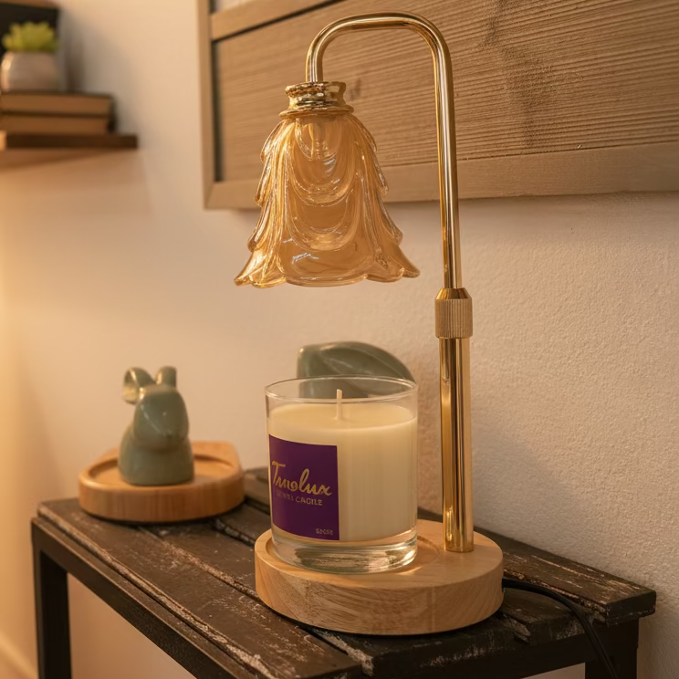 Gold and Amber Candle Lamp