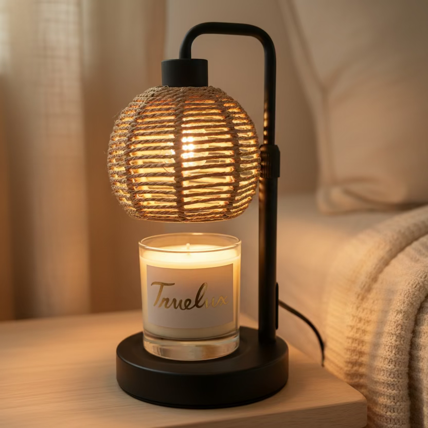 Black Rattan Candle Lamp