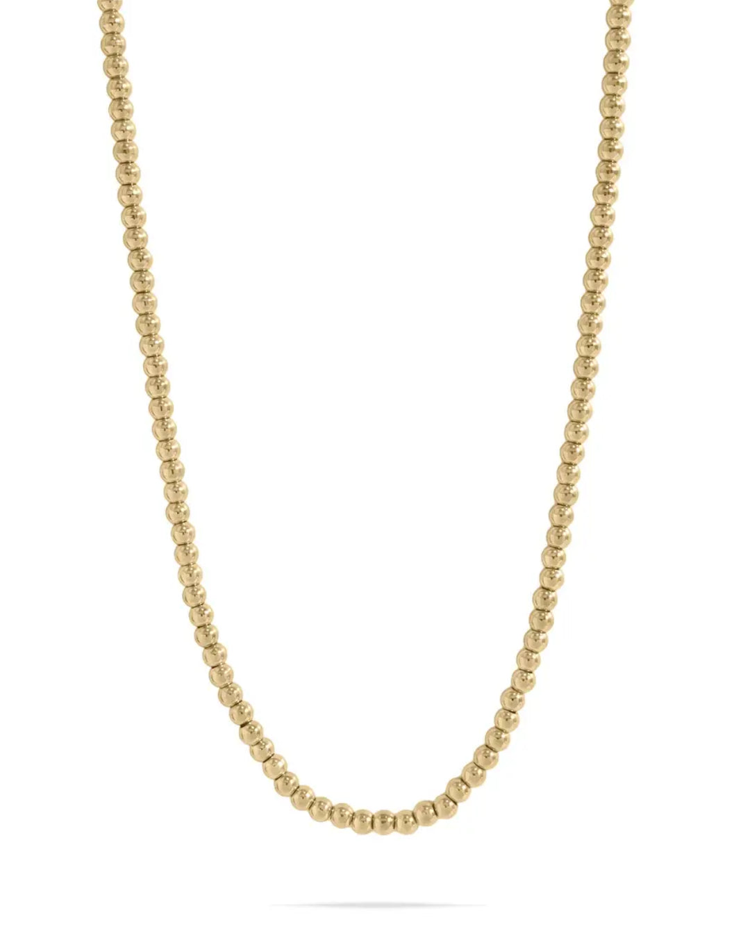 18K Gold PVD Stainless Steel Beaded Necklace 4mm - Water Resistant