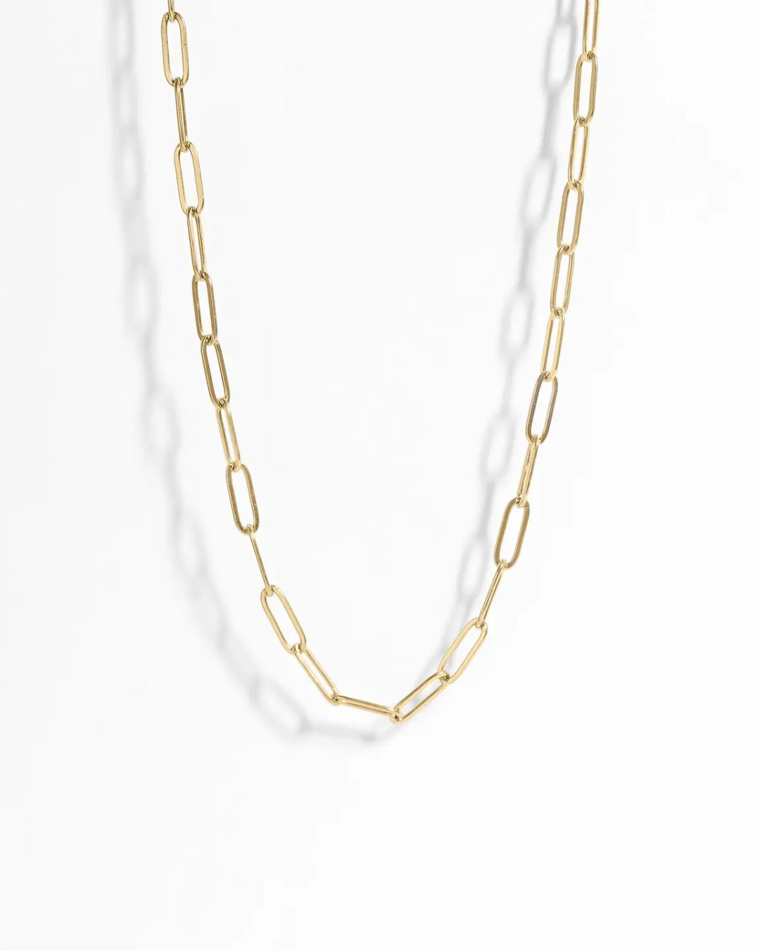 18K Gold PVD Stainless Steel Paperclip Chain Necklace 16"