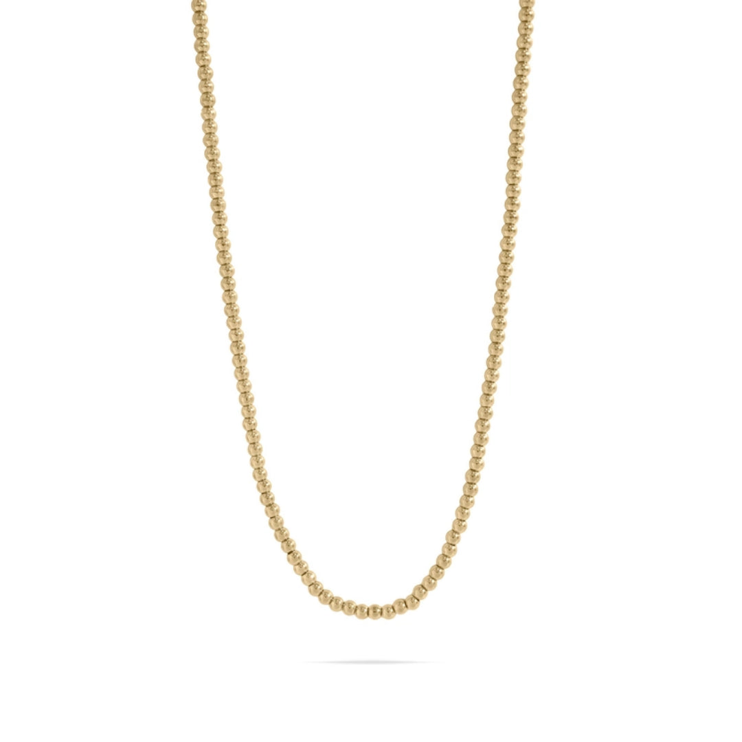 18K Gold 4mm Beaded Necklace - Water Resistant