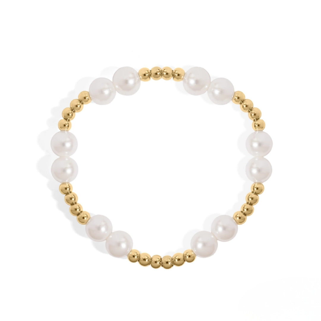 18K Gold 8mm Double Kiska Pearl Bracelet - Water Resistant