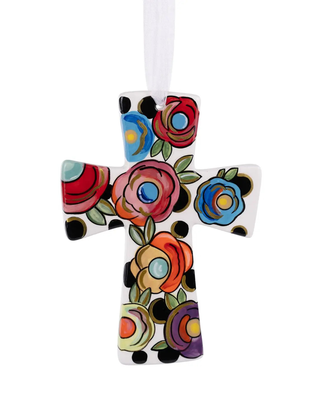 Polka Dot Flower Cross