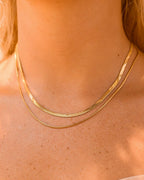 18K Gold Herringbone 18" Chain Necklace - Water Resistant