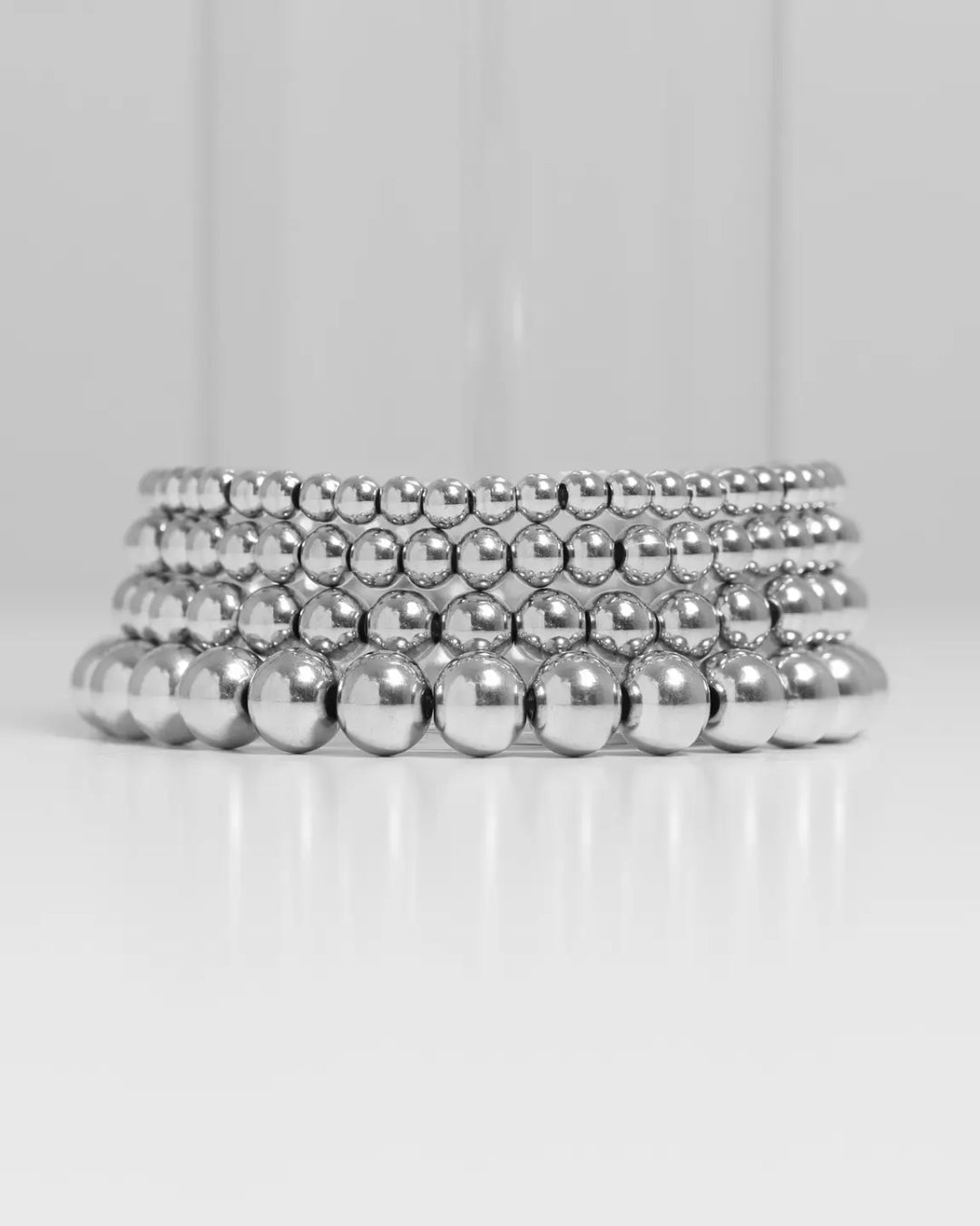 Stainless Steel Metal Bead Stretch Bracelet 4mm - Water Resistant