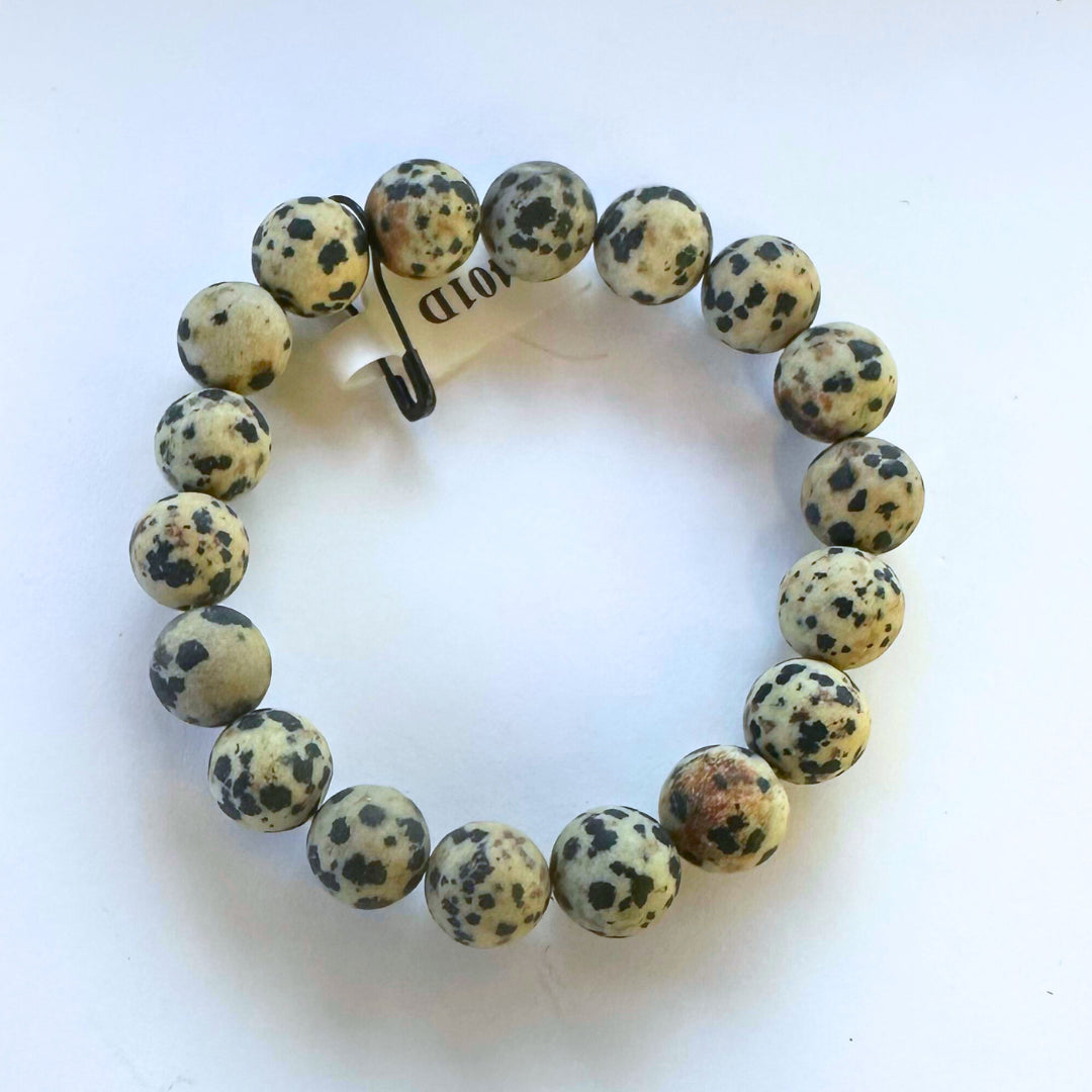 Dalmatian Natural Stone Beaded Bracelet