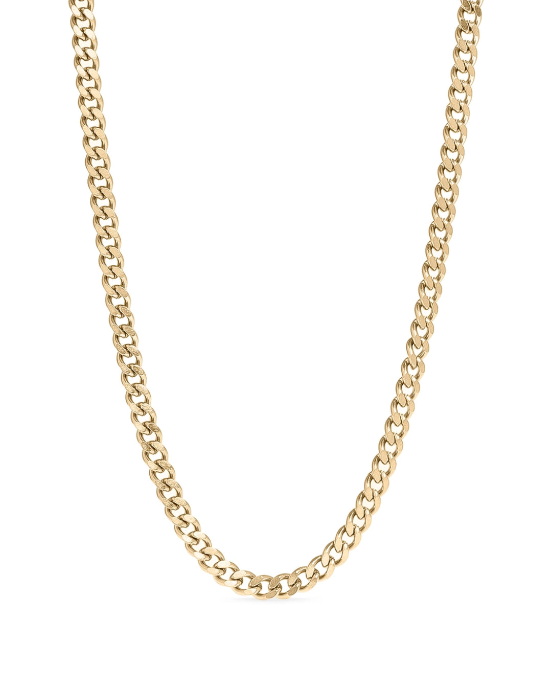 18K Gold PVD Stainless Steel Diamond Cut Curb Chain 22" - Water Resistant