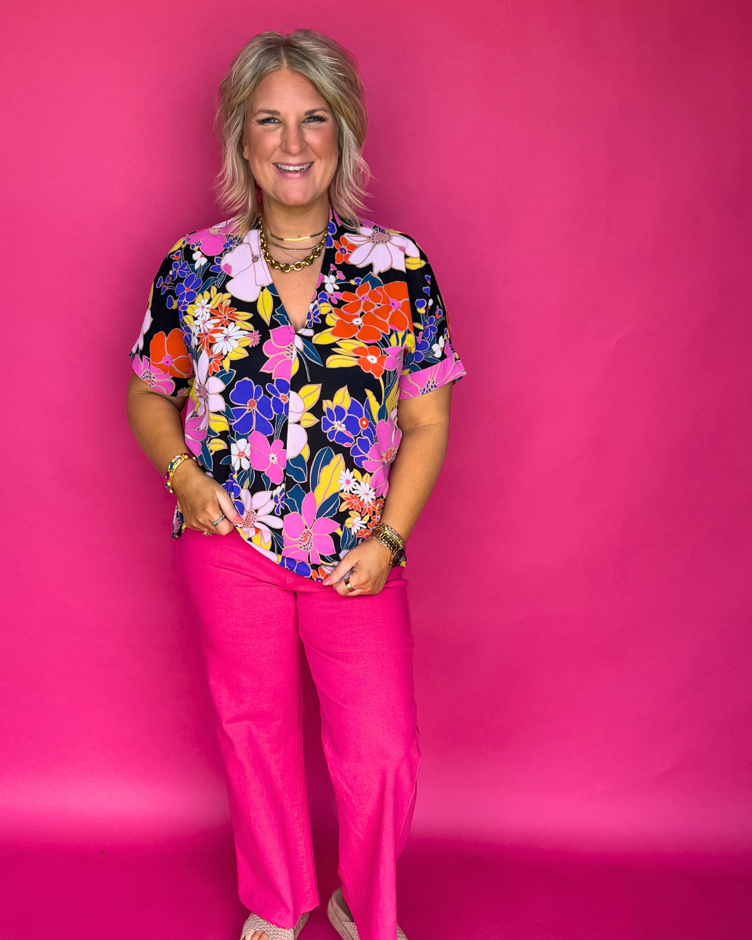 Bold Step Jeans in Hot Pink