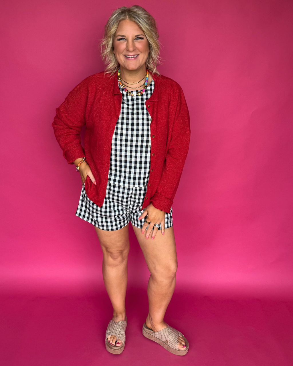 Sweet Escape Cardigan in Ruby