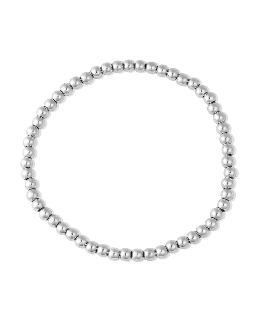 Stainless Steel Metal Bead Stretch Bracelet 4mm - Water Resistant