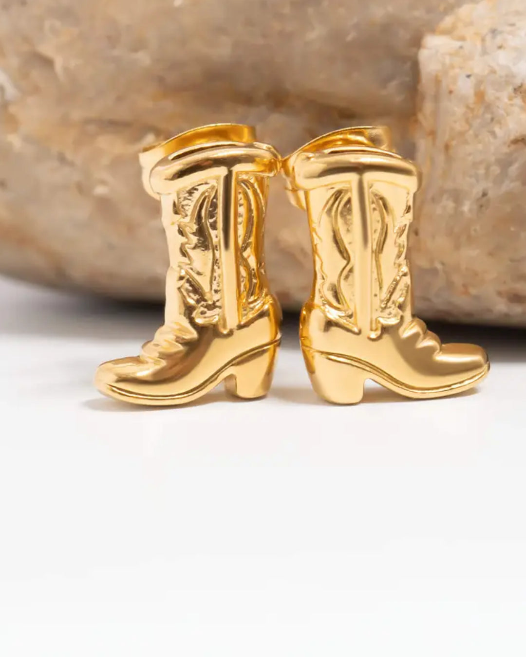 18K Gold PVD Stainless Steel Cowboy Boot Stud Earring