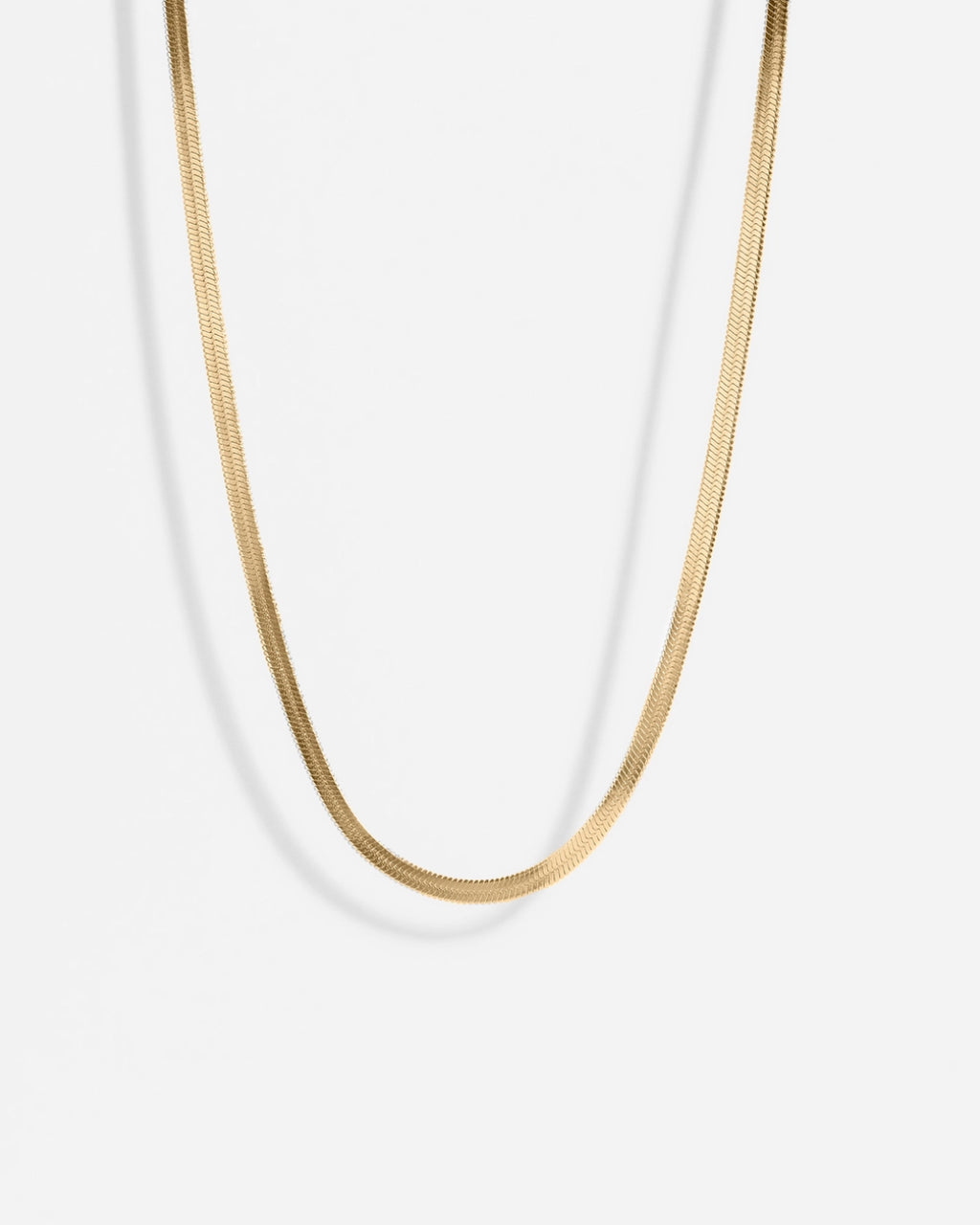 18K Gold Herringbone 16" Chain Necklace - Water Resistant