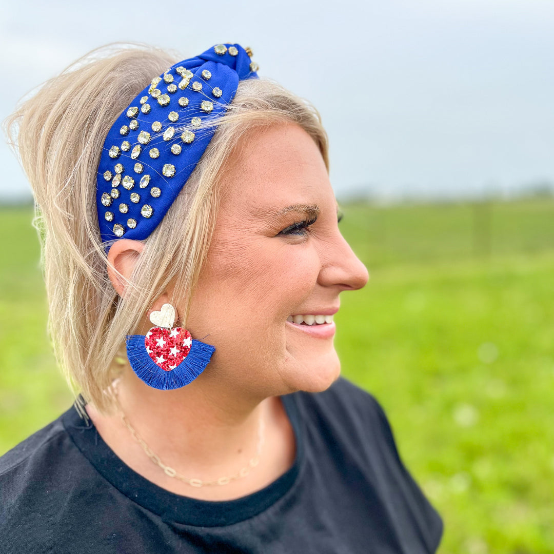 American Glitter Heart Drop Earring